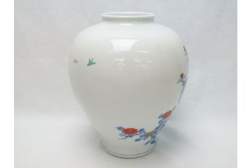 酒井田柿右衛門　花鳥文　孔雀　牡丹　花瓶(花器、花入れ、フラワーベース)(R-062689)