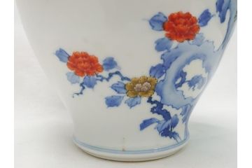 酒井田柿右衛門　花鳥文　孔雀　牡丹　花瓶(花器、花入れ、フラワーベース)(R-062689)
