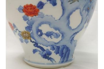 酒井田柿右衛門　花鳥文　孔雀　牡丹　花瓶(花器、花入れ、フラワーベース)(R-062689)