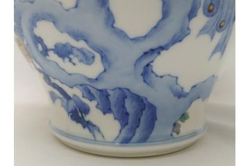 酒井田柿右衛門　花鳥文　孔雀　牡丹　花瓶(花器、花入れ、フラワーベース)(R-062689)