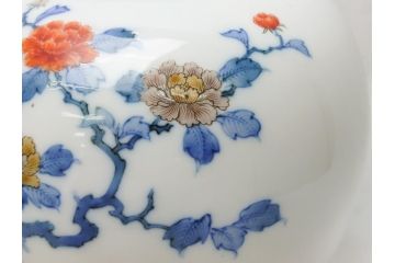 酒井田柿右衛門　花鳥文　孔雀　牡丹　花瓶(花器、花入れ、フラワーベース)(R-062689)