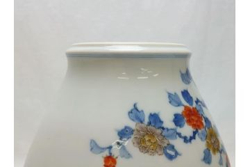 酒井田柿右衛門　花鳥文　孔雀　牡丹　花瓶(花器、花入れ、フラワーベース)(R-062689)