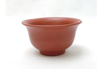 朱泥　漢詩　煎茶碗　湯呑5客セット(お猪口、煎茶道具、酒器、茶器)(R-062690)