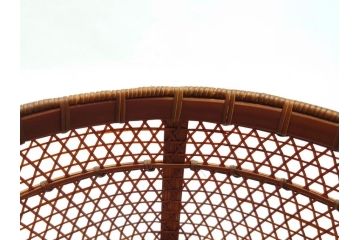 八木澤啓造　黙心　古竹六ツ目手付籠　手付花籠(共箱付き、花器、花入、竹編み、竹工芸、竹籠)(R-062692)