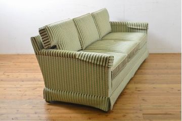 中古　美品　DREXEL HERITAGE(ドレクセルヘリテイジ)　クラシカルなお部屋づくりにおすすめ!　ストライプ模様が素敵な3シートクッションソファ(3人掛け、3P、三人掛け)(R-062695)