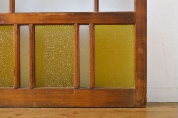 アンティーク建具　大正ロマン　ノスタルジックな雰囲気を醸し出す色ガラス入り引き戸2枚セット(ガラス戸、建具)(R-062696)