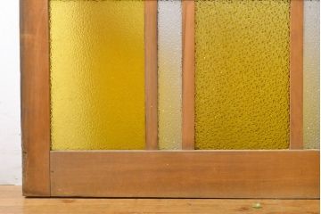 アンティーク建具　大正ロマン　ノスタルジックな雰囲気を醸し出す色ガラス入り引き戸2枚セット(ガラス戸、建具)(R-062696)