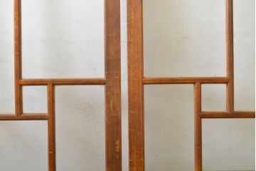 アンティーク建具　大正ロマン　ノスタルジックな雰囲気を醸し出す色ガラス入り引き戸2枚セット(ガラス戸、建具)(R-062697)