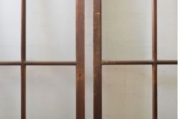 アンティーク建具　シンプルなデザインで使いやすいガラス戸2枚セット(引き戸、建具)(R-062698)