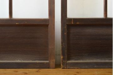 アンティーク建具　シンプルなデザインで使いやすいガラス戸2枚セット(引き戸、建具)(R-062698)