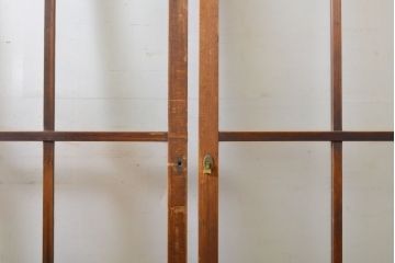 アンティーク建具　シンプルなデザインで使いやすいガラス戸2枚セット(引き戸、建具)(R-062698)