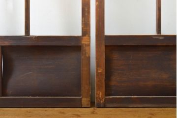 アンティーク建具　シンプルなデザインで使いやすいガラス戸2枚セット(引き戸、建具)(R-062698)