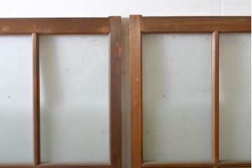 アンティーク建具　シンプルなデザインでお部屋に取り入れやすいガラス戸2枚セット(引き戸、建具)(R-062699)