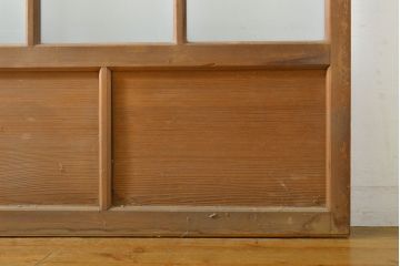 アンティーク建具　シンプルなデザインでお部屋に取り入れやすいガラス戸2枚セット(引き戸、建具)(R-062699)