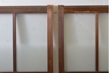 アンティーク建具　シンプルなデザインでお部屋に取り入れやすいガラス戸2枚セット(引き戸、建具)(R-062699)