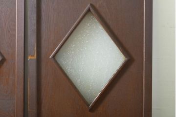 アンティーク建具　大正ロマンの雰囲気溢れる!!古い洋館のひし形ガラス入り引き戸2枚セット(建具)(R-062700)