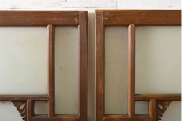 アンティーク建具　大正ロマン　ノスタルジックな雰囲気を醸し出す古い洋館のガラス戸2枚セット(引き戸、建具)(R-062703)