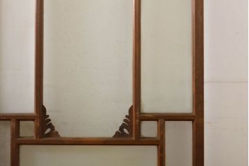 アンティーク建具　大正ロマン　ノスタルジックな雰囲気を醸し出す古い洋館のガラス戸2枚セット(引き戸、建具)(R-062703)