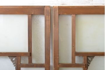 アンティーク建具　大正ロマン　ノスタルジックな雰囲気を醸し出す古い洋館のガラス戸2枚セット(引き戸、建具)(R-062703)
