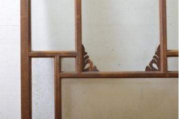 アンティーク建具　大正ロマン　レトロな雰囲気を演出する個性的な面取りのガラス戸1枚(引き戸、建具)(R-062704)