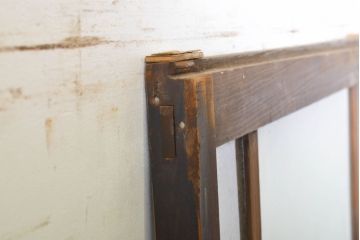 アンティーク建具　大正ロマン　レトロな雰囲気を演出する個性的な面取りのガラス戸1枚(引き戸、建具)(R-062704)