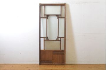 アンティーク建具　大正ロマン　レトロな雰囲気を演出する個性的な面取りのガラス戸1枚(引き戸、建具)(R-062704)