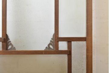 アンティーク建具　大正ロマン　レトロな雰囲気を演出する個性的な面取りのガラス戸1枚(引き戸、建具)(R-062704)