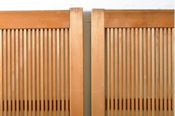 アンティーク建具　上手物　和の風情が感じられる裏障子付き幅狭格子4枚セット(障子戸、引き戸、ガラス戸、建具、ガラス帯戸)(R-062705)