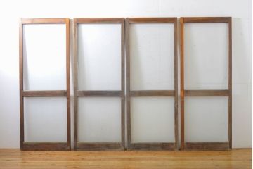 アンティーク建具　シンプルなデザインでお部屋に取り入れやすいガラス戸4枚セット(引き戸、建具)(R-062706)