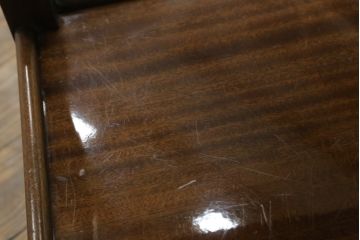 フランスビンテージ　マホガニー材と真鍮のキャスター付き!!大きなホイールが目を惹くサイドワゴン(キッチンワゴン、キャスターワゴン、店舗什器、ヴィンテージ)(R-062707)