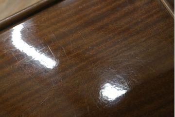 フランスビンテージ　マホガニー材と真鍮のキャスター付き!!大きなホイールが目を惹くサイドワゴン(キッチンワゴン、キャスターワゴン、店舗什器、ヴィンテージ)(R-062707)