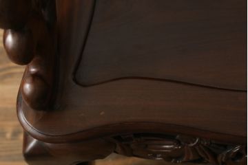 中国ビンテージ　唐木　螺鈿(ラデン)　迫力ある竜の彫刻が見事!!職人技が光るアームチェア(椅子、イス、板座チェア、一人掛けソファ、1人掛けソファ、1P、ヴィンテージ)(R-062708)