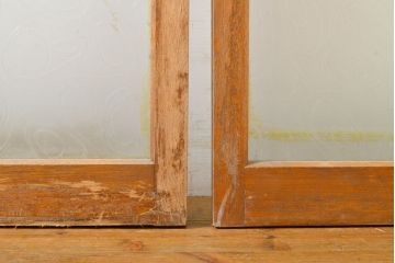 レトロ建具　昭和レトロ　シンプルなデザインでお部屋に取り入れやすいガラス窓4枚セット(引き戸、ガラス戸、建具)(R-062715)