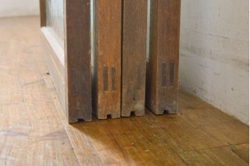 レトロ建具　昭和レトロ　シンプルなデザインでお部屋に取り入れやすいガラス窓4枚セット(引き戸、ガラス戸、建具)(R-062715)