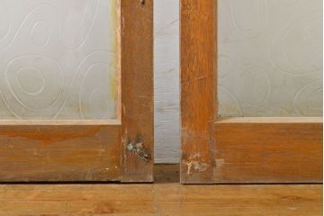 レトロ建具　昭和レトロ　シンプルなデザインでお部屋に取り入れやすいガラス窓4枚セット(引き戸、ガラス戸、建具)(R-062715)