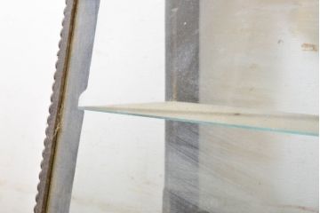 和製アンティーク　おしゃれなディスプレイが叶う!凝ったデザインが目を惹く台形の卓上ガラスケース(ショーケース、飾り棚、陳列棚、店舗什器)(R-062720)