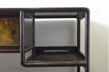和製アンティーク　昭和初期　総紫檀(シタン)材　漆絵　激レア!!佐藤中将に贈られた漆塗りの飾り棚(違い棚、茶棚、収納棚、戸棚)(R-062722)