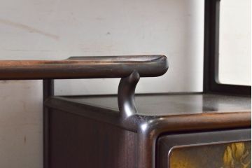 和製アンティーク　昭和初期　総紫檀(シタン)材　漆絵　激レア!!佐藤中将に贈られた漆塗りの飾り棚(違い棚、茶棚、収納棚、戸棚)(R-062722)