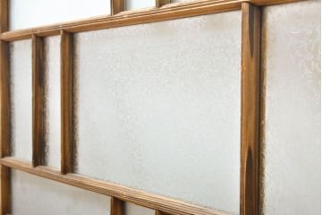 和製アンティーク　大正ロマン　ノスタルジックな雰囲気漂うガラス欄間2枚セット(窓、明り取り、明かり取り、建具)(R-062724)