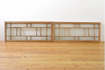 和製アンティーク　大正ロマン　ノスタルジックな雰囲気漂うガラス欄間2枚セット(窓、明り取り、明かり取り、建具)(R-062724)
