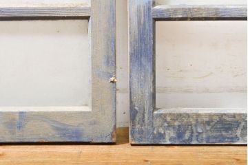 アンティーク建具　ペイント仕上げ限定　昭和レトロなガラス欄間3枚セット(ガラス戸、ガラス窓、建具)(R-062726)