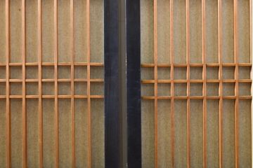 和製アンティーク　上品な佇まいが魅力の書院戸2枚セット(障子戸、引き戸、建具)(R-062727)