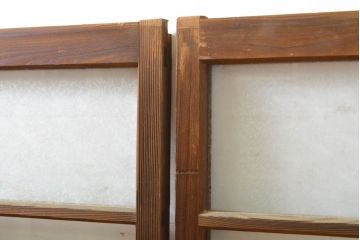 アンティーク建具　大正ロマンの雰囲気香るガラス窓2枚セット(引き戸、ガラス戸、建具)(R-062729)