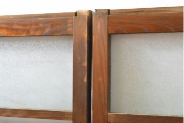 アンティーク建具　大正ロマンの雰囲気香るガラス窓2枚セット(引き戸、ガラス戸、建具)(R-062729)