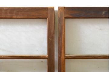 アンティーク建具　大正ロマンの雰囲気香るガラス窓2枚セット(引き戸、ガラス戸、建具)(R-062730)