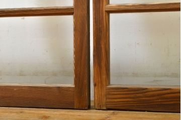 アンティーク建具　大正ロマンの雰囲気香るガラス窓2枚セット(引き戸、ガラス戸、建具)(R-062730)