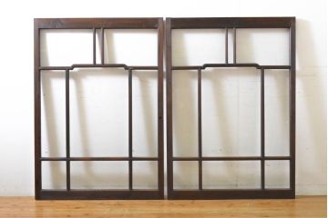アンティーク建具　大正ロマン　ノスタルジックな雰囲気を醸し出すガラス窓2枚セット(引き戸、ガラス戸、建具)(R-062731)