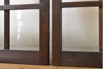 アンティーク建具　大正ロマン　ノスタルジックな雰囲気を醸し出すガラス窓2枚セット(引き戸、ガラス戸、建具)(R-062731)