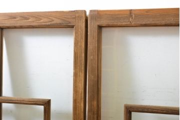 アンティーク建具　大正ロマン　ノスタルジックな雰囲気を醸し出すガラス窓2枚セット(引き戸、ガラス戸、建具)(R-062732)