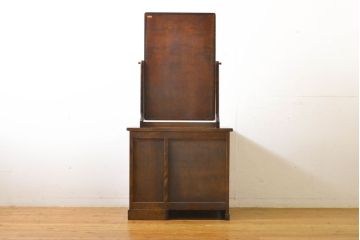 中古　北海道民芸家具　落ち着きのある大人の空間を演出するドレッサー&スツールセット(鏡台、化粧台)(R-062736)